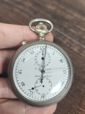 Vintage C.L. Guinand Locle Switzerland Split Seconds Stop Watch & Jewels 4 Adj