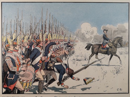 1895 Chromolithograph. "The Potsdam Guard Parade near Leuthen." Carl Röchli