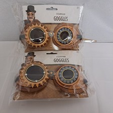 2 Steampunk Goggles Costume Quality Plastic Halloween Fun adult size