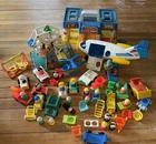 HUGE Fisher Price VNTG Little People Toys LOT Jet Carwash Ferris Wheel & People
