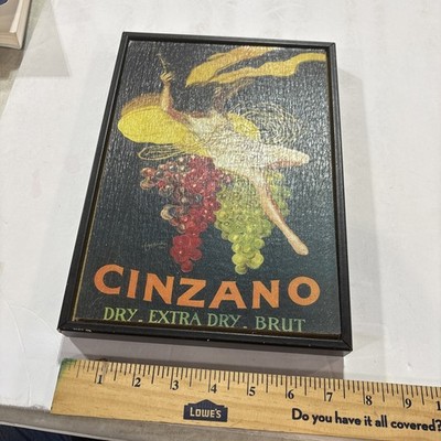 Cinzano Dry Extra Dry Brut Wine Reproduction 7x10 Inch Wood In Wooden Frame