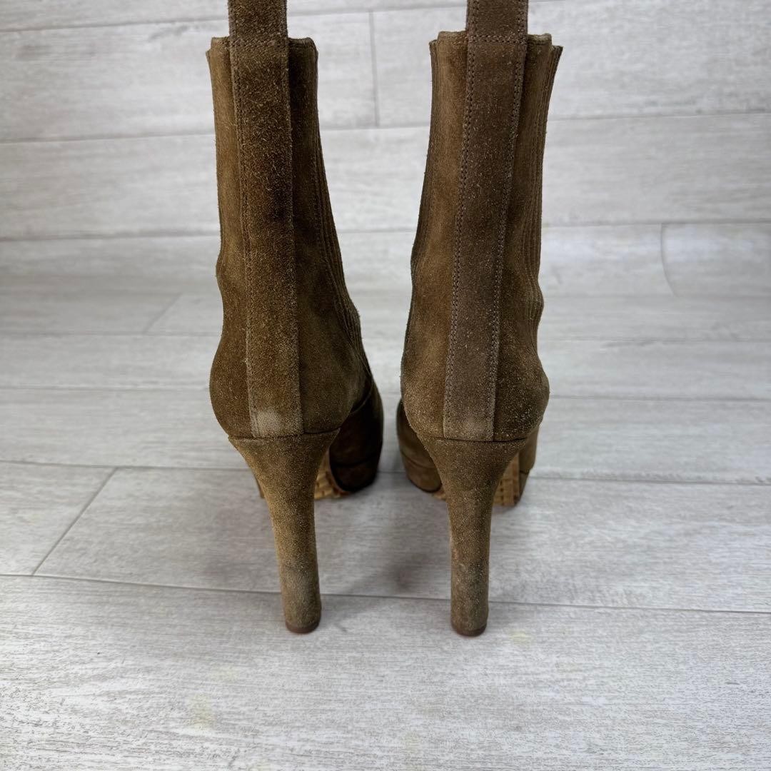 GUCCI Short Boots Shoes EU 37 US 7 Suede Brown Authentic thumbnail 11