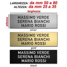 Targhetta Personalizzata L : 50-80 H: 25-35 Nome Citofono Badge Porta Cassetta