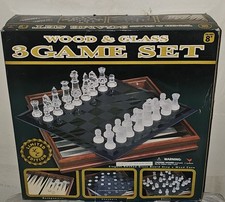 Cardinal Limited Edition Wood & Glass 3 Game Set New In Box Vintage 1993 USA