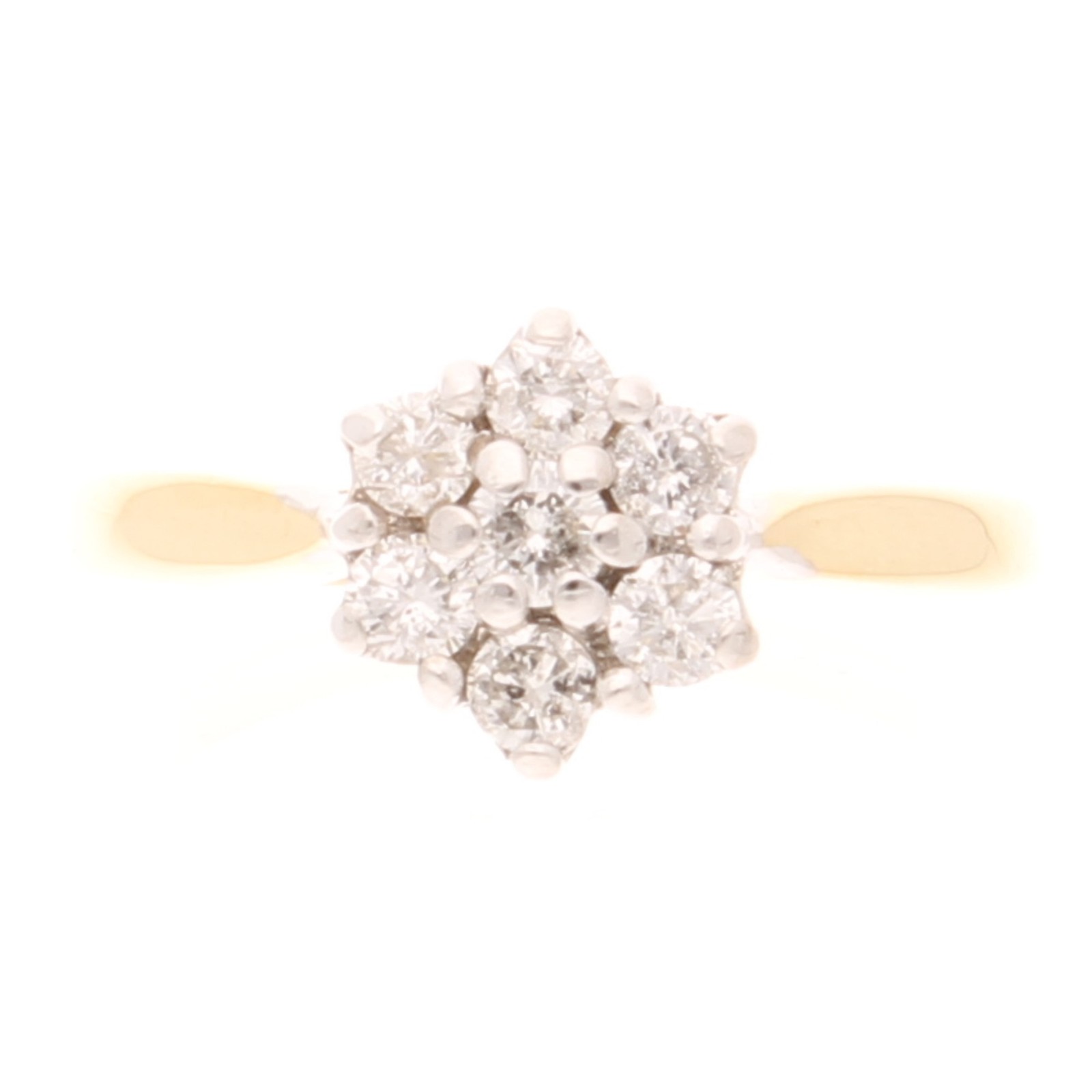 18Carat Yellow Gold 0.50ct Diamond Daisy Cluster Ring (Size K 1/2) 8.5x9mm Head