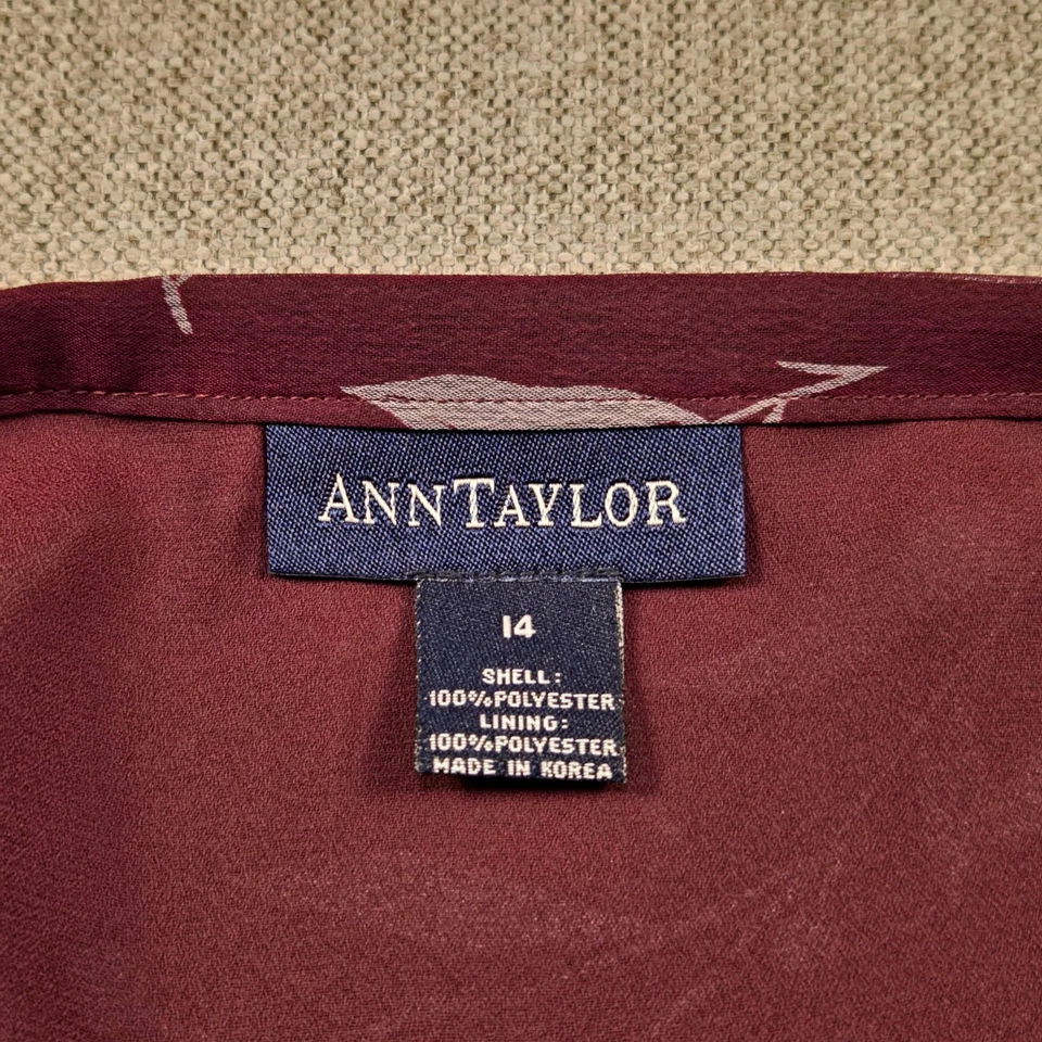 Maxi Falda Ann Taylor Borgoña Estampado Floral Talla 14 Forrada con Cremallera Abertura Lateral Fluida Foto 2 de 4