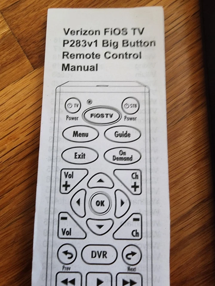 OEM Verizon Fios Big Button VZ P283v1 RC Remote Control - Image 2 of 4