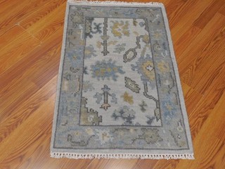 Turkish Oushak Rug Modern Multicolored Area Rug Handmade Bohemian Rug 2x3 Ft