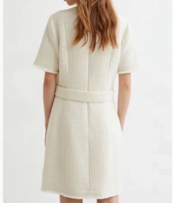 Белое платье с коротким рукавом H&M Boucle размер 12 - Изображение 2 из 4