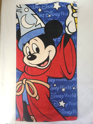 vintage 1990s mickey mouse DISNEY WORLD beach towel FANTASIA cotton 59x31