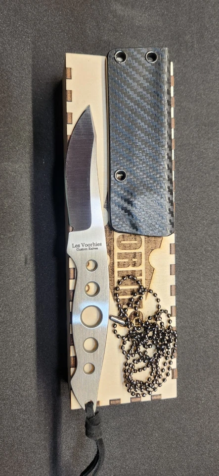 Cuchillo de cuello Les Voorhies hecho a mano, modelo 2 pequeño Foto 3 de 4