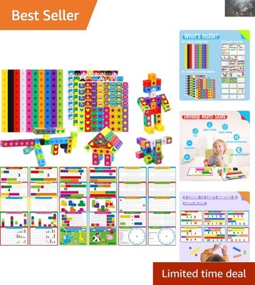 Math Linking Cubes Set: 100 Colorful Manipulative Blocks with 30 Activities