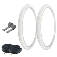 PRO TIRES 700 x 40 White P-1134 W/ HEAVYDUTY TUBES  RIM STRIPS 48mm Schrader