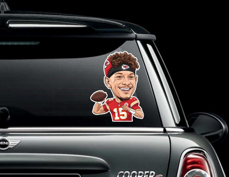 Patrick Mahomes Caricatura Kansas City Chiefs Calcomanía/Pegatina Coche/Pared/Laptop Foto 3 de 4