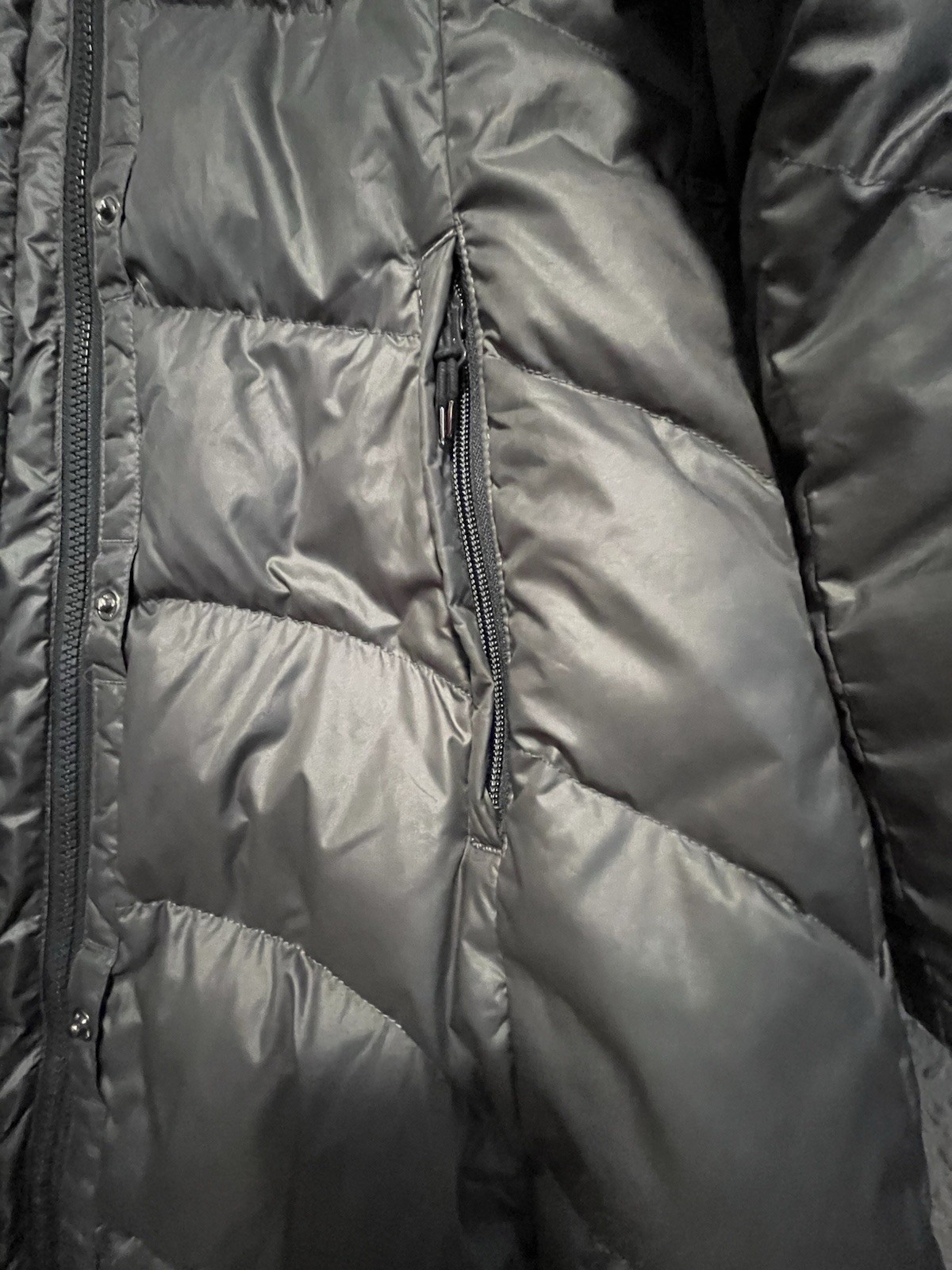 Lolë Duck Down Insulated Hooded  Women Medium Long Jacket Dark Grey Lightweight