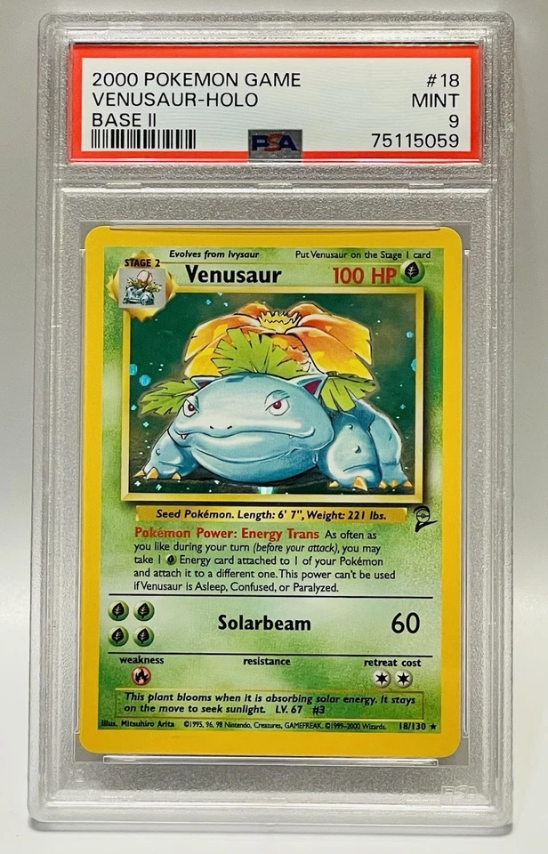 Venusaur *PSA 9* 2000 Pokemon Game Base II Holo #18 MINT - Image 2 of 3