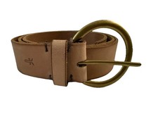 Frye Belt Womens XL light Brown Leather D Ring Buckle Brass accents