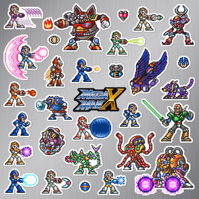 Mega Man X Magnets Super Nintendo SNES Pixel Art 30 Magnet Pack