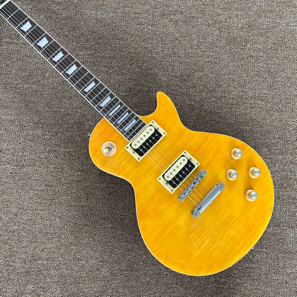 Guitarra eléctrica Chibson estándar, cuerpo de caoba llama tapa de arce entrega rápida Foto 2 de 4