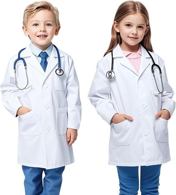AUYAO weißer Laborkittel für Kinder, weißer Laborkittel Verkleiden für Kinder, Kinder Wissenschaftler C