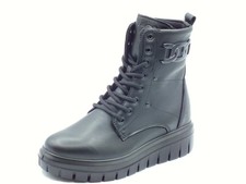 Igi&Co 8653100 Nappa Soft Nero Anfibi per Donna in pelle nera con lacci e lampo