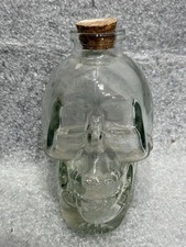 Small Glass Skull Head Shaped Bottle with Real Tumbled Glass Preowned