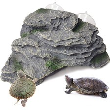 Turtle Basking Platform Baby Tortoise Climbing Ramp Shale Reptiles Dock Resti...