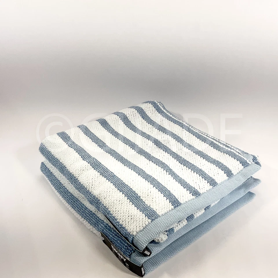 DKNY Pure 100% Cotton 2Pcs Bath Towels Blue & White New - Image 3 of 4