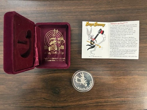 1990 Happy 50th Birthday Bugs Bunny, 1 Troy ounce /.999 Silver Proof Round