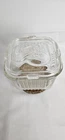 Federal Glass Ribbed Refrigerator Dish w Lid Clear Square Vintage 4x4