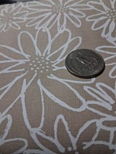 One yard cotton with white daisy pattern on light tan color. 36x 44inches, New.