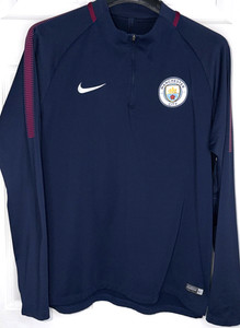 Sz Large Nike Manchester City Football Soccer Training 1/4 Zip Pullover Top Navy