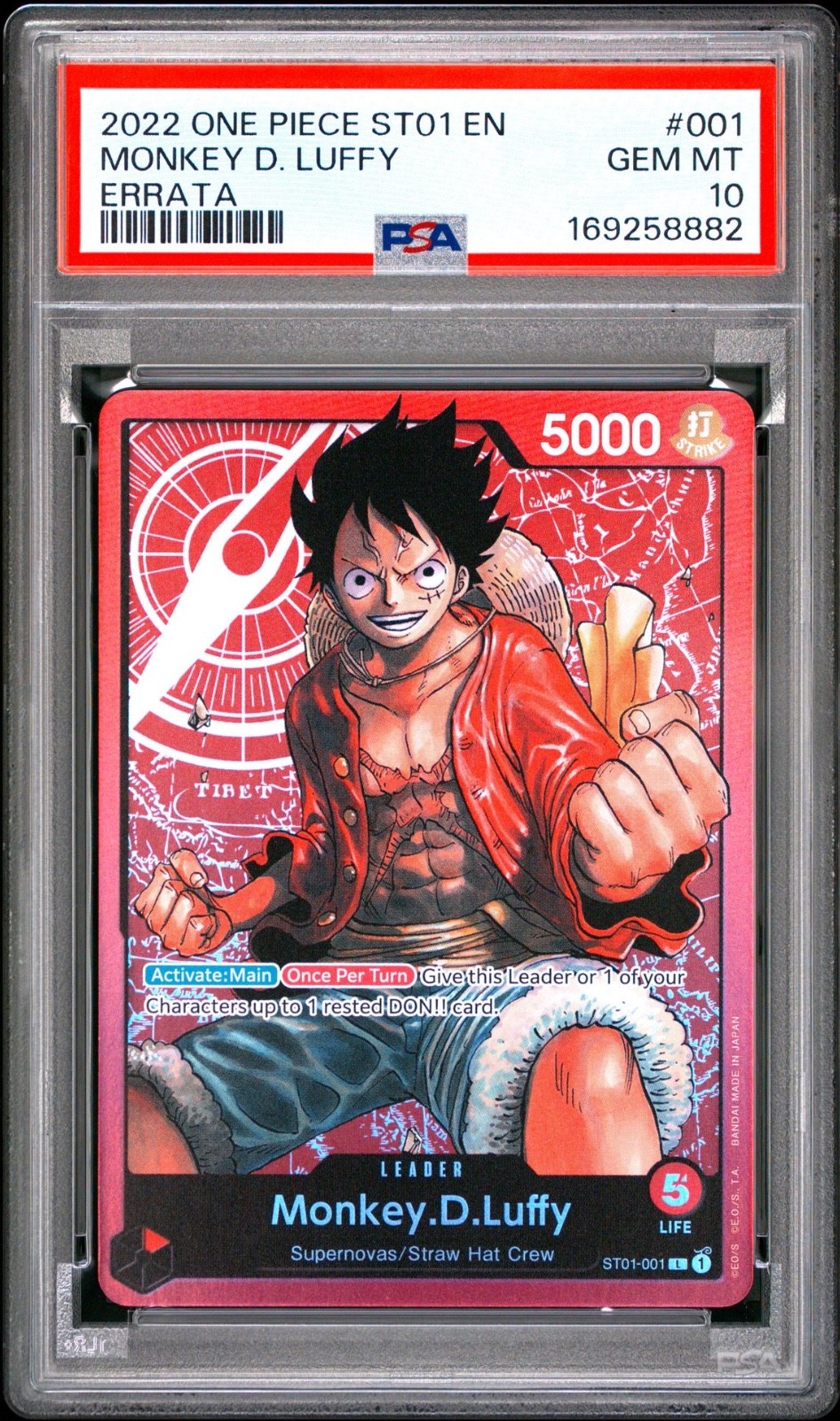 One Piece Monkey D Luffy Errata ST01-001 PSA 10 Gem Mint
