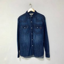 EDWIN Men's Wash Denim Shirt Long Sleeve L Unisex Vintage