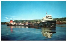 Vintage Postcard ST. Lawerence Seway Freighter Dultch Superior Harbor Terminus