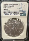 2024(W) American Silver Eagle NGC MS 70 Early Releases WEST POINT