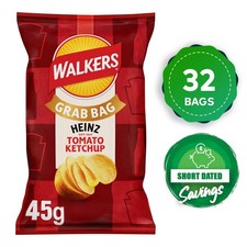 Walkers Heinz Tomato Ketchup Grab Bag Crisps 32 x 45g Short Dated