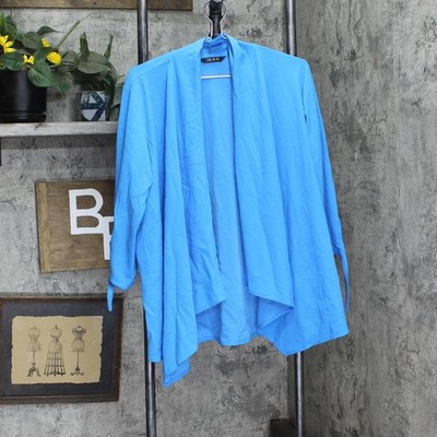 iMAN Women's City Chic Flowy Tie Sleeve Jacket 689891 Ocean Blue L