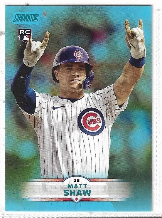 MATT SHAW (CHICAGO CUBS) - 2025 STADIUM CLUB "LIGHT BLUE" PARALLEL RC #65