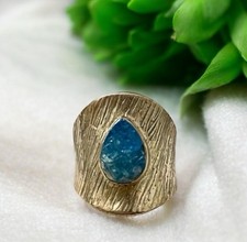 Neon Blue Apatite Sterling Silver Ring 925 Size 7 New