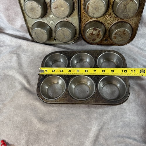 Set Of (3) Vintage Bake King 6 Cupcake Tin Muffin Biscuit Egg Bites Pan ...
