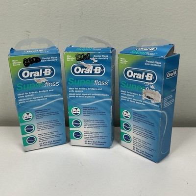 Oral-B Super Floss Pre-Cut Strands Dental Floss, Mint, 50 Count Lot Of 3