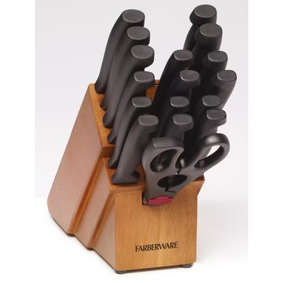 Farberware 18-Pc Never Needs Sharpening Cutlery Set w/ Storage Block