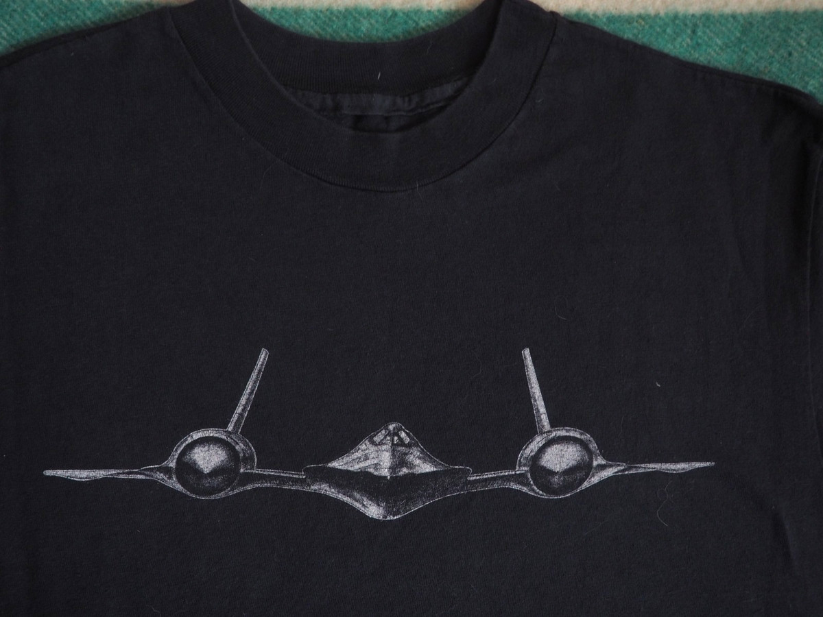 VTG 80s 90s USAF SR-71 Blackbird Plane Promo Military Faded Black Tee T-Shirt L View 6