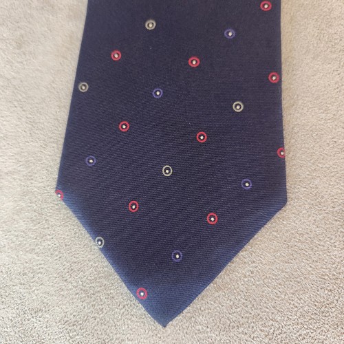 Yves Saint Laurent YSL necktie dark blue 100% silk polka dot tie luxury Made USA - Picture 3 of 11