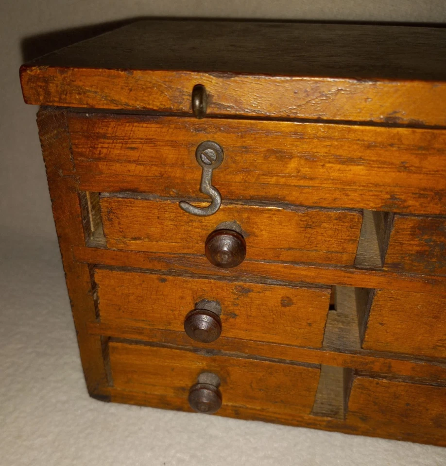 ANTIQUE WOOD APOTHECARY CABINET 12+1 DRAWERS STORAGE BOX - image 4 of 4