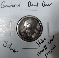 HOBO Grateful Dead Bear Skull Made From A REAL WWII Silver War Nickel SIGNED