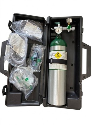 Erie Medical Portable Oxygen 2 Cylinder Kit Emergency O2 Tank w/ Case Ship Empty