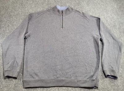 Tommy Bahama Men's Gray Blue Quarter Zip Pullover Reversible Sweater Sz X-Large 