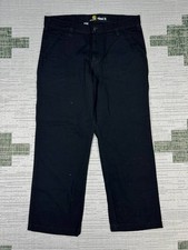 Carhartt Work Pants Mens 34 Black Relaxed Fit Logo Cotton Mid Rise Straight Leg